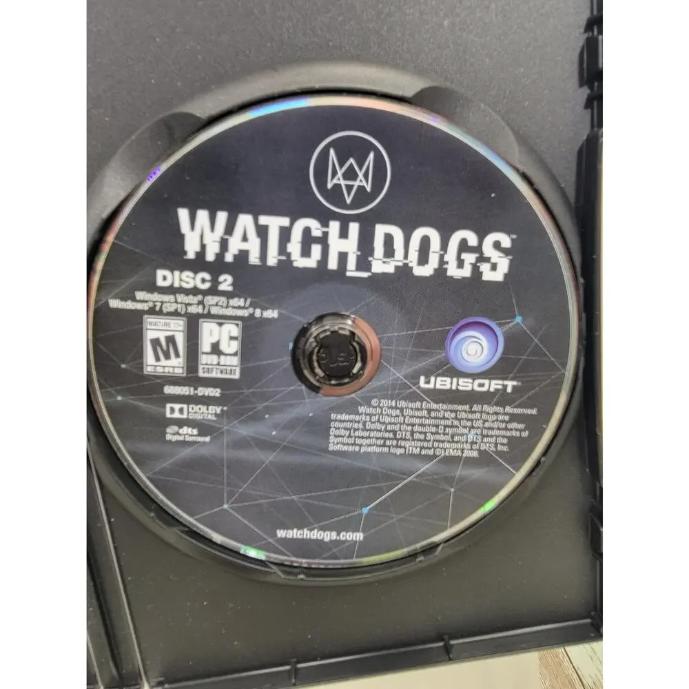 Watch Dogs PC Action/Adventure Game 3 Disc COMPLETE W/ Manual